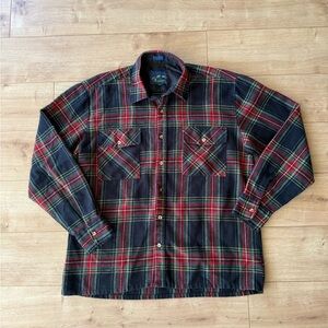 Vintage Backpacker Plaid Flannel Shirt Button Up Classic Workwear Large
